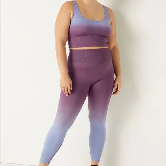 PINK Victoria’s Secret Seamless Leggings Women's Large Purple Ombre - Picture 1 of 15